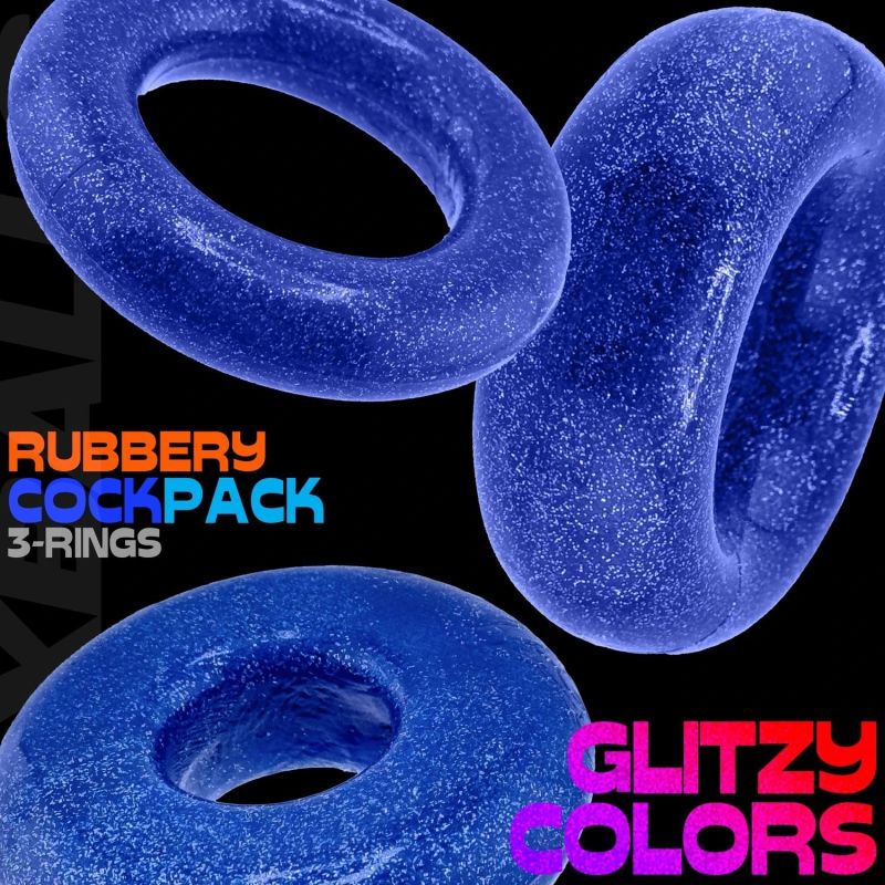 Cockrings Oxballs COCKPACK multi design 3-Pack Blue Fire