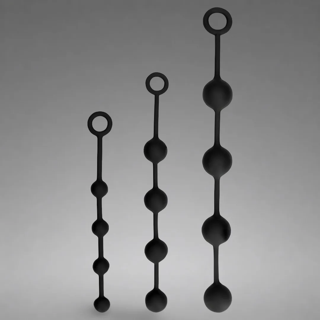Silicone Anal Balls - Medium - Black