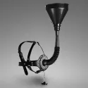 Open Mouth Gag Head Harness with Funnel - Black