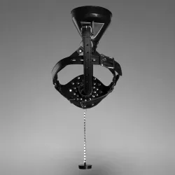 Open Mouth Gag Head Harness with Funnel - Black