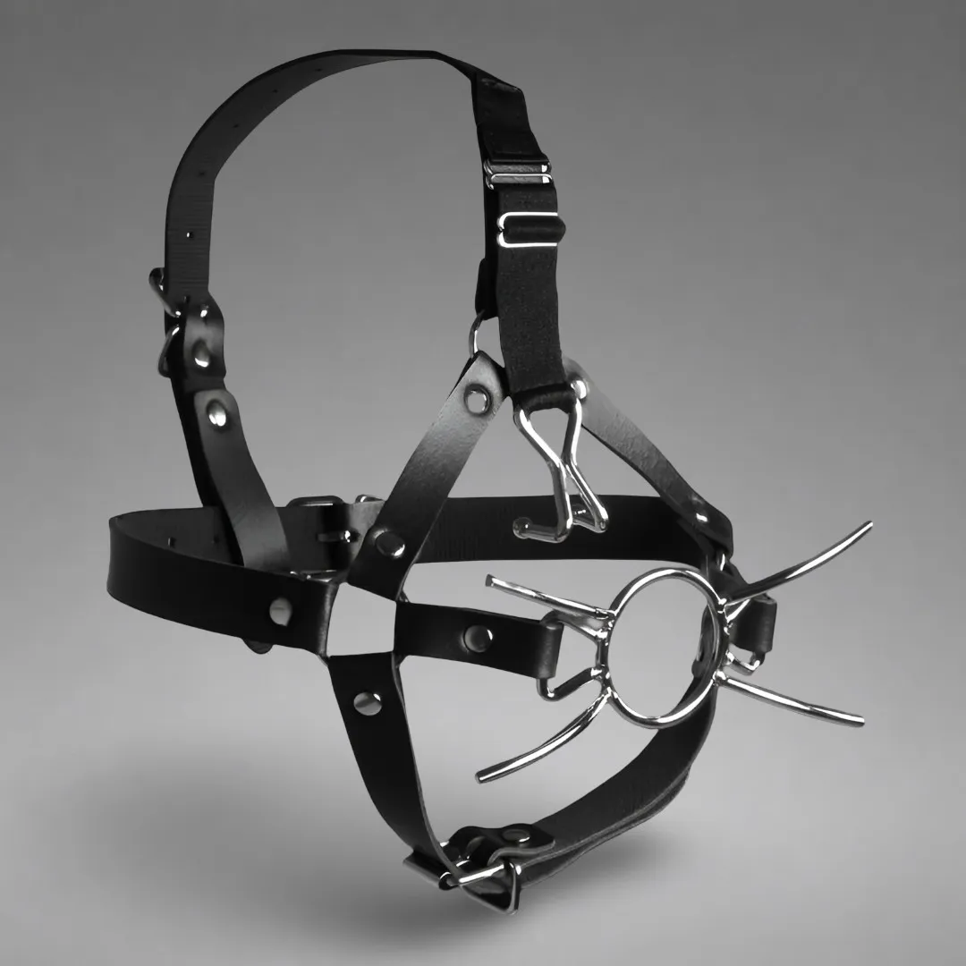 Head Harness with Spider Gag and Nose Hooks