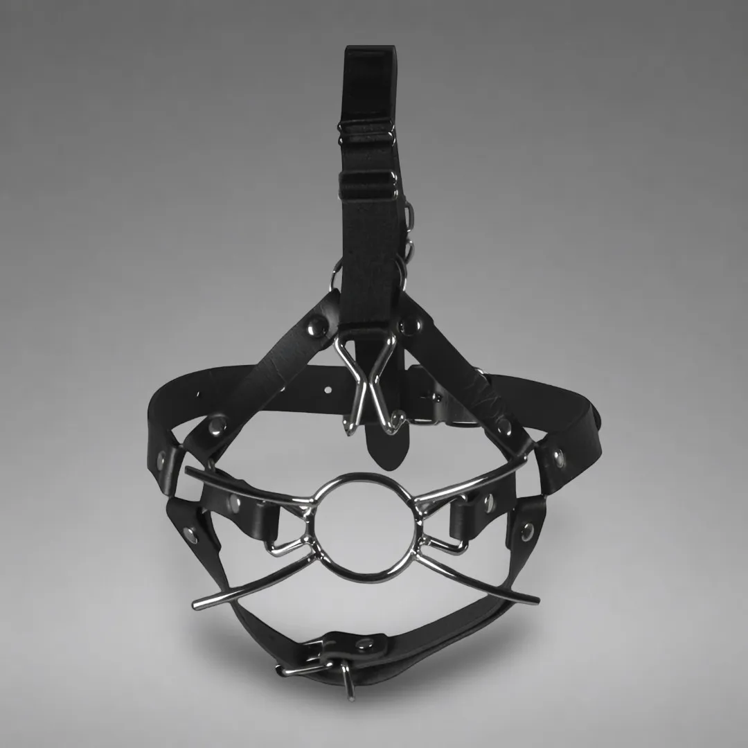 Head Harness with Spider Gag and Nose Hooks