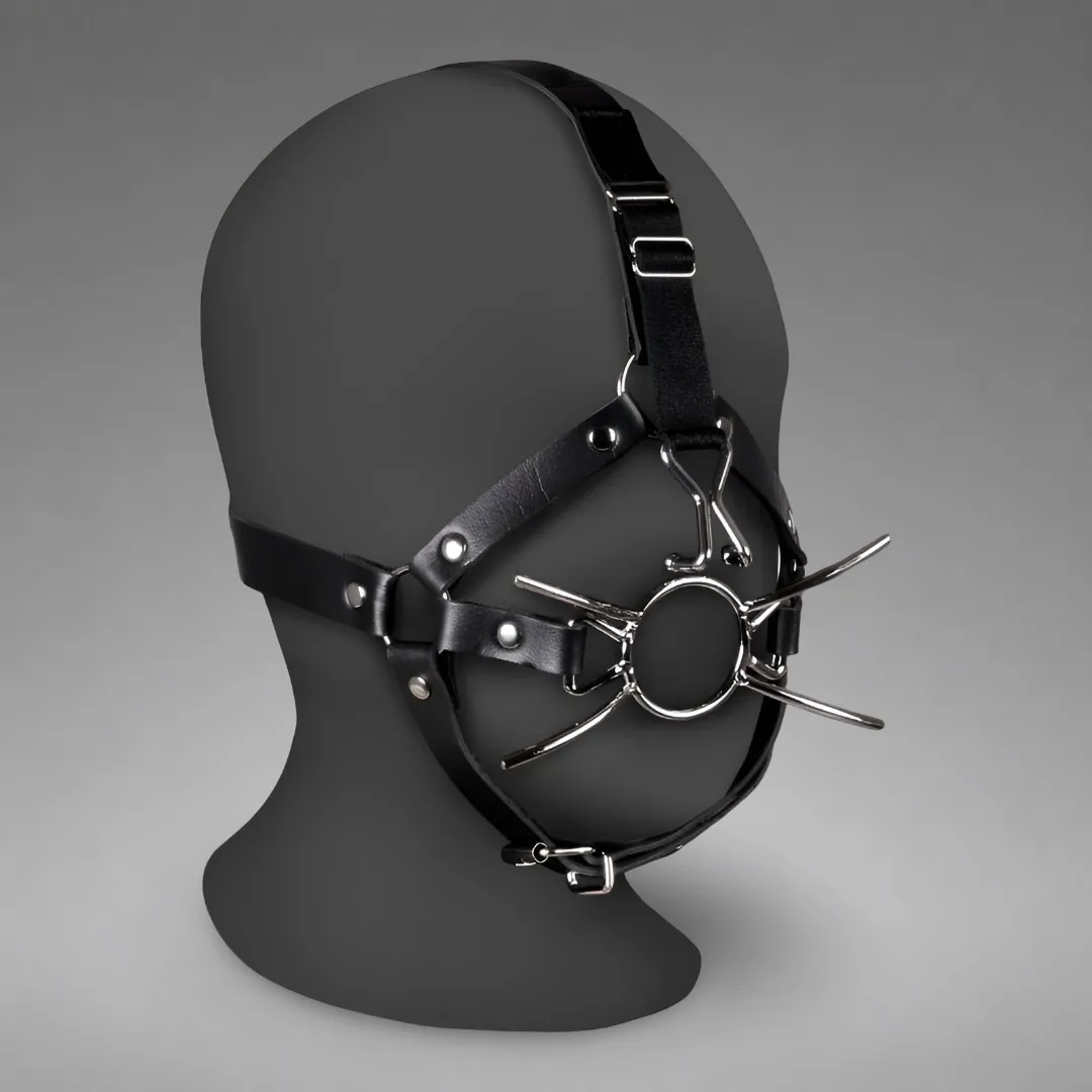 Head Harness with Spider Gag and Nose Hooks