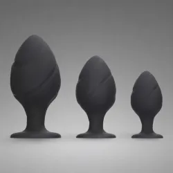 Swirled Anal Butt Plug Set Black