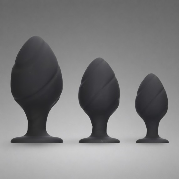 Swirled Anal Butt Plug Set Black