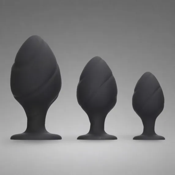 Swirled Anal Butt Plug Set Black