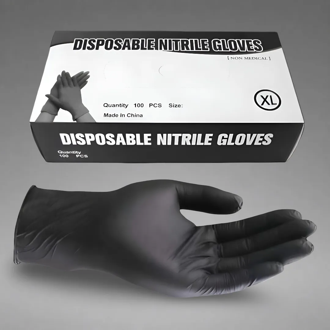 Box Disposable Gloves Black nitrile 100pcs XL