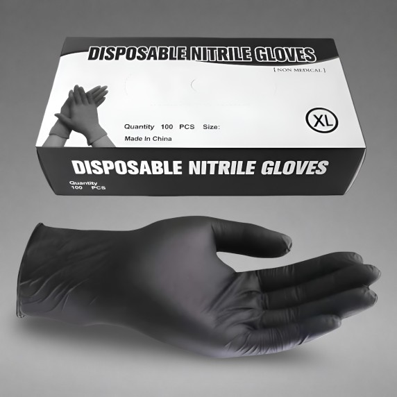 Box Disposable Gloves Black nitrile 100pcs XL