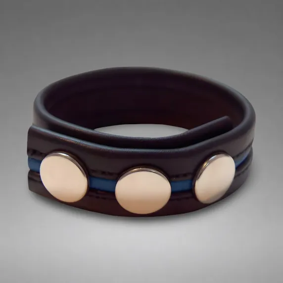 Cockstrap en cuir Mister B noir et bleu