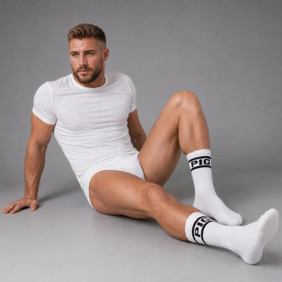 Calze Mister B Crew Socks Pig 2-Pack White