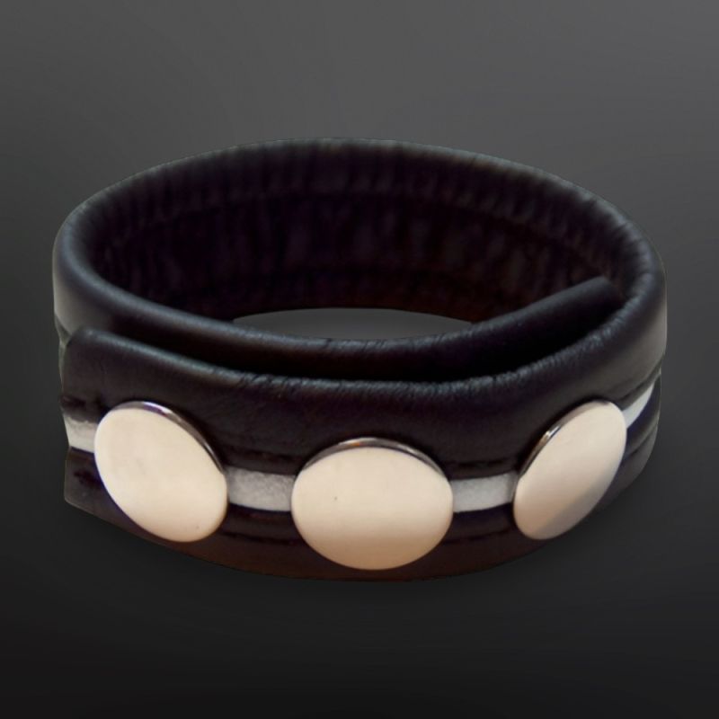 Cockstrap de cuero Mister B negro y blanco