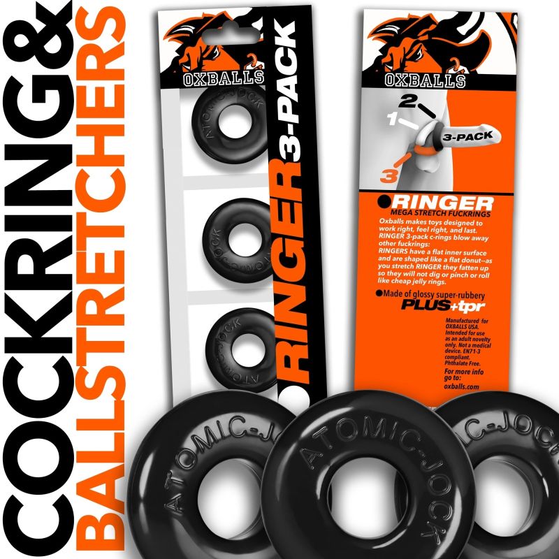 Cockring Oxballs RINGER negro pack de 3 C-Ring