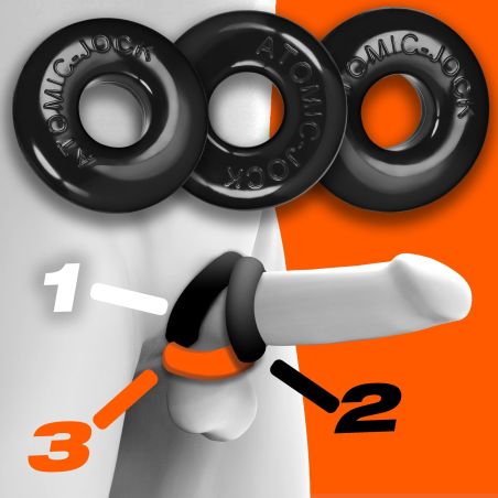 Cockring Oxballs RINGER negro pack de 3 C-Ring